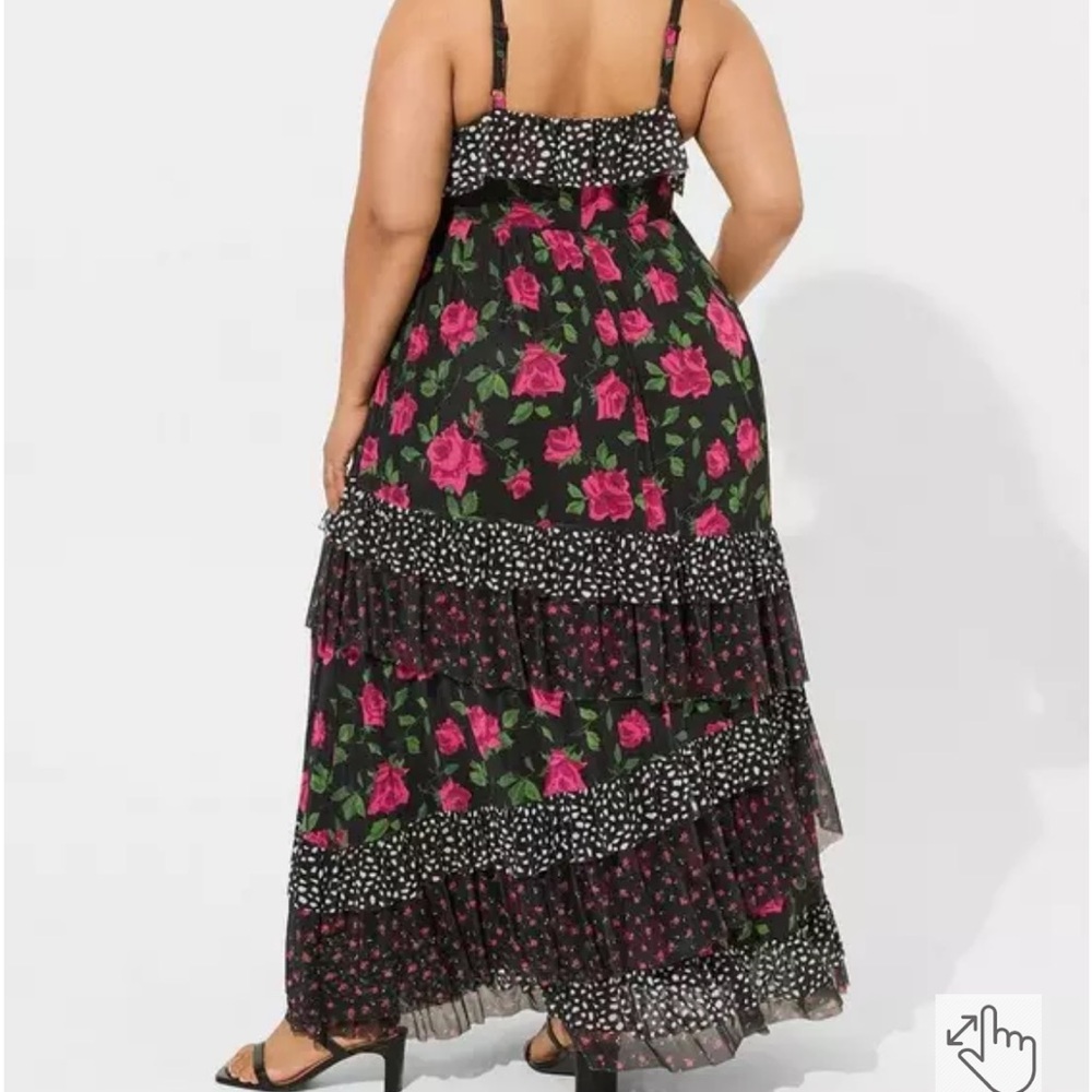Betsey Johnson x Torrid tiered floral maxi dress black roses 1 - Picture 3 of 3